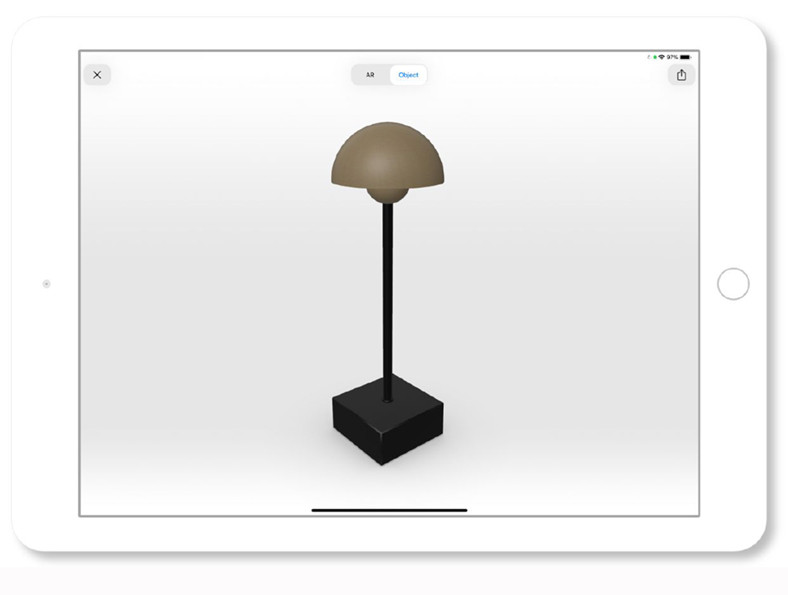 In der Object-Option erscheint das AR-Modell vor hellem Hintergrund.